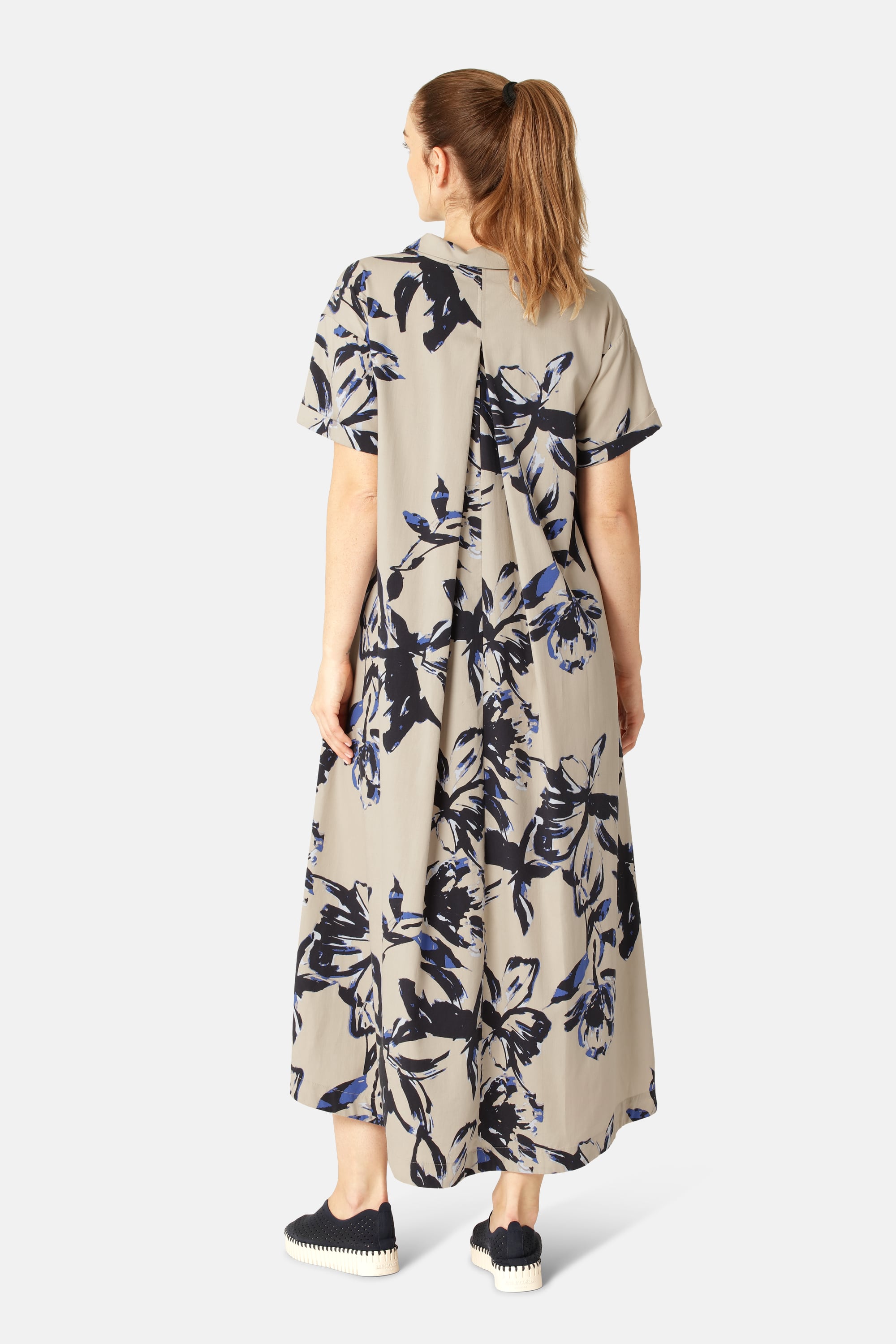 Langes Kleid A-Linie - Sand Artsy Stroke Flower